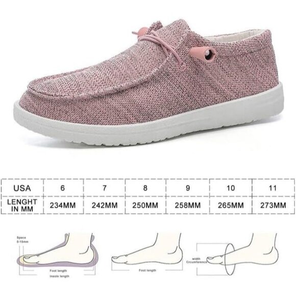 Women's Pink Lightweight Casual Slip On Deck Canvas Loafers Sneakers Boot Shoes - Picture 2 of 8